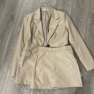 Fashion nova faux leather skirt suit